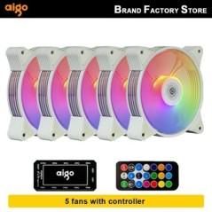 Aigo AR12 fehér 120mm RGB FAN ventilador PC gamer Számítógépház készlet Ventilátor Hűtő Hűtő 12cm Sebesség beállítása 12V ARGB V