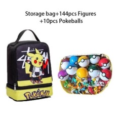 144 db/szett Pokemon Anime figura tárolótáskával Kawaii Pikachu akciófigurák Pokeball babák gyerekeknek játékok Ajándékok