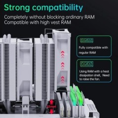 SNOWMAN 6 Heat Pipes CPU hűtő 4 Pin PWM RGB PC Csendes Intel LGA 1700 2011 1200 1150 1151 X79 X99 E5 AMD AM5 AM4 CPU hűtőventilá