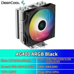 DEEPCOOL AG400 léghűtő 4 hőcső ARGB PWM processzoros CPU hűtő LGA1700 1200 115X 1151 1155 AMD AM4 AM5