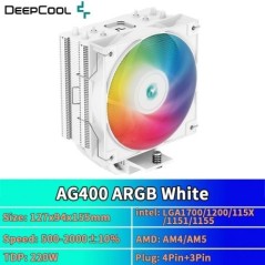 DEEPCOOL AG400 léghűtő 4 hőcső ARGB PWM processzoros CPU hűtő LGA1700 1200 115X 1151 1155 AMD AM4 AM5