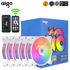 Aigo AR12 fehér 120 mm-es PC számítógépház Ventilátor hűtő hűtő 6 PIN állítható RGB Led 12 cm Némítás Ventilador Sebesség 5 V AR