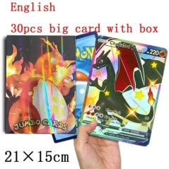 Óriás Pokemon nagy méretű szivárvány kártyák 15*21 cm-es Vstar csomag túlméretezett Jumbo betűk spanyol német francia Vmax GX ri