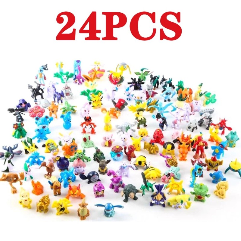 144 Stílusos Pokémon figura játékok Anime Pikachu akciófigura modell Dísz dekoráció Gyűjtse össze játékok gyerekeknek karácsonyi