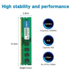 Super 8GB asztali RAM DDR3 DDR3L 1600MHz 1333MHz PC3-12800U PC3-10600U 4GB DIMM Intel AMD 1.5V 1.35V 2RX8 Non-ECC memória - zöld