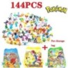 144 Stílusos Pokémon figura játékok Anime Pikachu akciófigura modell Dísz dekoráció Gyűjtse össze játékok gyerekeknek karácsonyi