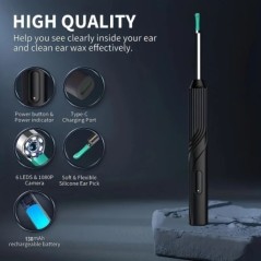 Smart Visual Ear Cleaner 1296P fülrudak Otoscope USB C töltő endoszkóp viaszeltávolító eszköz Earpick MINi kamera egészségügyi k