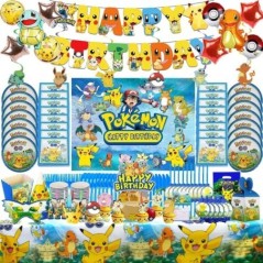 Pokémon születésnapi parti díszek Pikachu léggömbök babazuhany Esküvői parti kellékek Evőeszközök Háttér Topper fiúk játékok