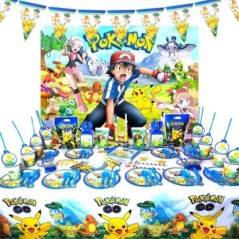 Pokémon születésnapi parti díszek Pikachu léggömbök babazuhany Esküvői parti kellékek Evőeszközök Háttér Topper fiúk játékok