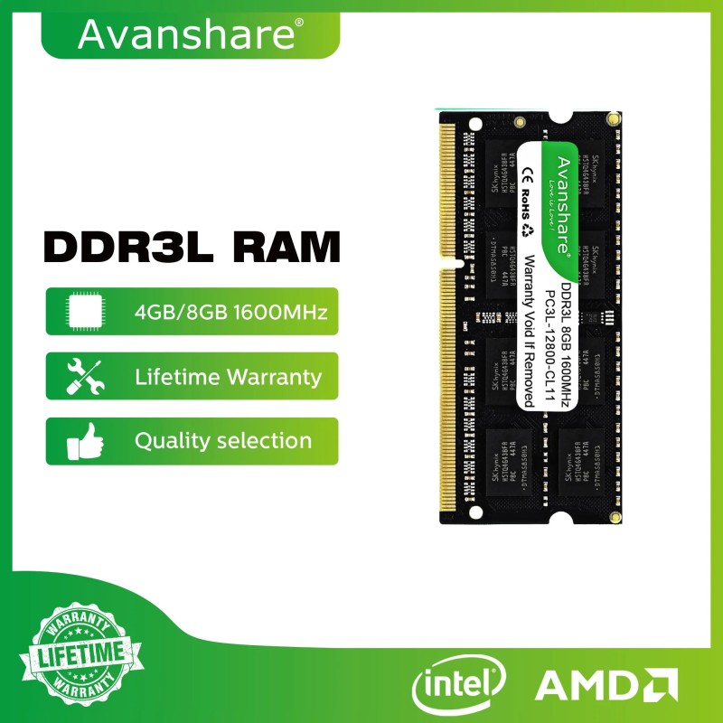 Avanshare Ram memória DDR3 DDR3L DDR4 Sodimm 4GB 8GB 16GB 1333MHz 1600MHz 2400MHz 2666MHz 3200MHz PC4 PC3L PC3 laptop