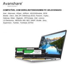 Avanshare Ram memória DDR3 DDR3L DDR4 Sodimm 4GB 8GB 16GB 1333MHz 1600MHz 2400MHz 2666MHz 3200MHz PC4 PC3L PC3 laptop