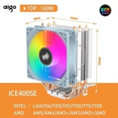 Aigo ICE400SE légi processzorhűtő hűtőventilátor Csendes Ventilador 4 Heat Pipe Radiator Intel LGA 115X 1700 775 1200 AMD AM3 AM