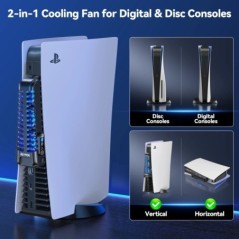 PS5 konzol hűtőventilátorokhoz Bővített PS5 csendes hűtőventilátor LED világítással USB 2.0 hubokkal Sony Playstation 5 konzolho