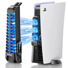 PS5 konzol hűtőventilátorokhoz Bővített PS5 csendes hűtőventilátor LED világítással USB 2.0 hubokkal Sony Playstation 5 konzolho