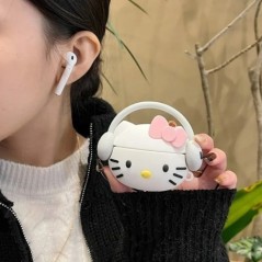 3D Sanrio Hello Kitty sztereoszkópikus fülhallgató tok Airpodokhoz 1 2 3 Pro vezeték nélküli Bluetooth fejhallgató védő puha szi