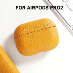 Airpods Pro2 tokhoz 100%-ban valódi bőr tok Airpodshoz 3/2 / Pro bőrtokok AirPods tok Licsi mintás marhabőr tokok