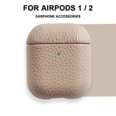 Airpods Pro2 tokhoz 100%-ban valódi bőr tok Airpodshoz 3/2 / Pro bőrtokok AirPods tok Licsi mintás marhabőr tokok