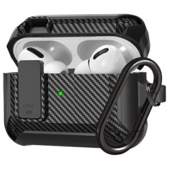 Airpods Pro 2 2. generációs 1. tokhoz Biztonságos zárkapocs, szénszálas kemény héjú tokfedél kulcstartóval AirPods 3 2 tokhoz