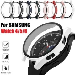 Edzett üveg+tok Samsung Galaxy Watch 4/5/6 44mm40mm képernyővédő fólia lökhárító héj Kemény matt mindenhol védőburkolat