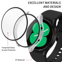 Edzett üveg+tok Samsung Galaxy Watch 4/5/6 44mm40mm képernyővédő fólia lökhárító héj Kemény matt mindenhol védőburkolat