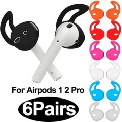 1/6 pár szilikon burkolat az Apple Airpods In-ear csúszásgátló fülhallgató fülhallgatóhoz.