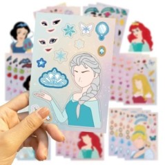 8 lap Disney Princess Gyerekek Rejtvénymatricák Készíts egy arcot Vicces Összeállítás Jigsaw Barkácsolás Rajzfilm matrica Gyerek