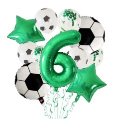 11 db hélium fólia globos futball lufi születésnapi parti dekoráció gyerekeknek fiú 30 hüvelykes zöld szám labdás futball parti 