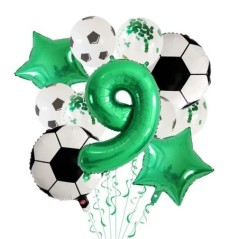 11 db hélium fólia globos futball lufi születésnapi parti dekoráció gyerekeknek fiú 30 hüvelykes zöld szám labdás futball parti 