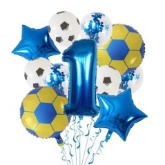 11 db hélium fólia globos futball lufi születésnapi parti dekoráció gyerekeknek fiú 30 hüvelykes zöld szám labdás futball parti 