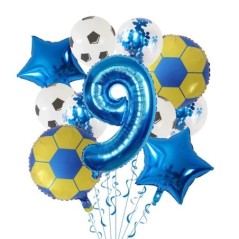 11 db hélium fólia globos futball lufi születésnapi parti dekoráció gyerekeknek fiú 30 hüvelykes zöld szám labdás futball parti 