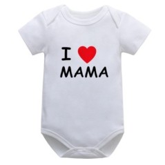 Baby Boys Girls Romper Cotton Short Sleeve Letter Print I Love Mom & Dad Jumpsuit Infant Clothing Newborn Costume Baby Clothes