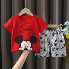 2db/szett Mickey Baby Nyári Ruhák Gyermek tréningruha Rövid ujjú Öltöny Lányok Fiúk Póló + Rövidnadrágok Outfitek Disney 1-4 Kor