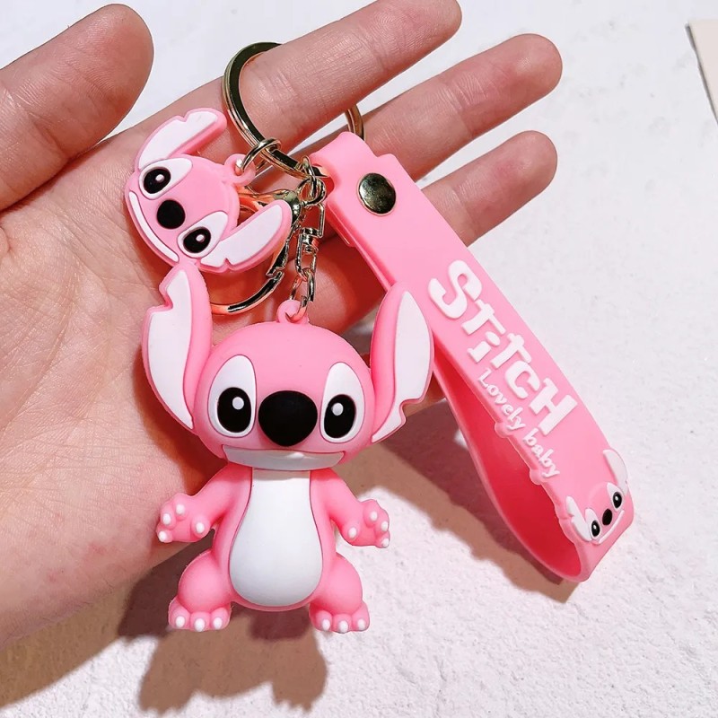 Anime Disney Keychain Cartoon Mickey Mouse Minnie Lilo & Stitch Cute Doll Keyring Ornament Key Chain Car Pendant Kids Gift