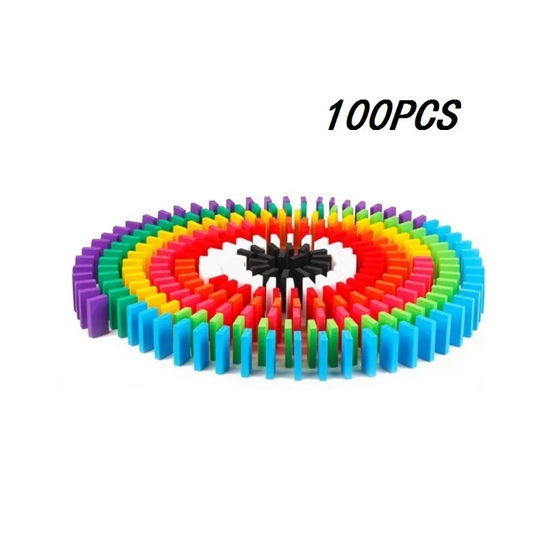 Új gyerekek 100db Gyerekek Színes Rendezés Szivárvány Fa Dominó Blocks Kitek Korai Fényes Dominó Játékok Oktató játékok Ajándék