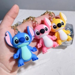 Anime Disney Keychain Cartoon Mickey Mouse Minnie Lilo & Stitch Cute Doll Keyring Ornament Key Chain Car Pendant Kids Gift