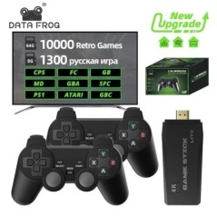 DATA FROG Retro videojátékkonzol 2.4G vezeték nélküli játékkonzol Game Stick 4k 10000 játékok hordozható Dendy játékkonzol TV-he