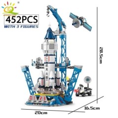 HUIQIBAO Space Aviation pilóta rakéta építőkockák űrhajós figurával City Aerospace modell téglák gyerekjátékok gyerekeknek