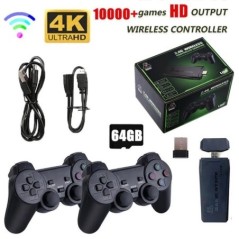 Videojáték-konzol 2.4G Dupla vezeték nélküli kontroller Game Stick 4K 10000 Games 64 32GB Retro játékok PS1/GBA Boy Christmas Gi