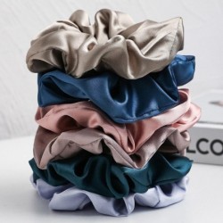 6 részes női tiszta színű szatén nagy scrunchie napi egyszerű hangulatos szett