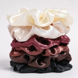 6 részes női tiszta színű szatén nagy scrunchie napi egyszerű hangulatos szett